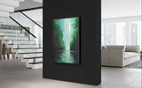 Green waterfall painting example.