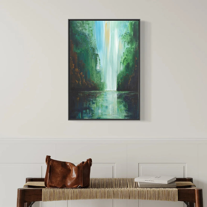 Waterfalls and Rushing River in the Forest - Acrylic Painting on Canvas